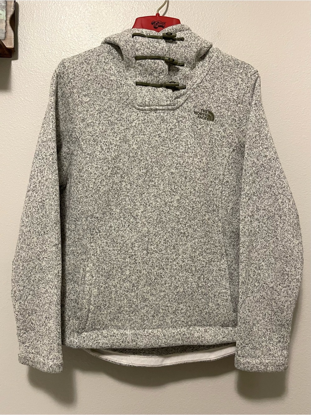 The North Face Crescent Fleece Hoodie - Toggle Funnel Neck & Marled Knit - Large